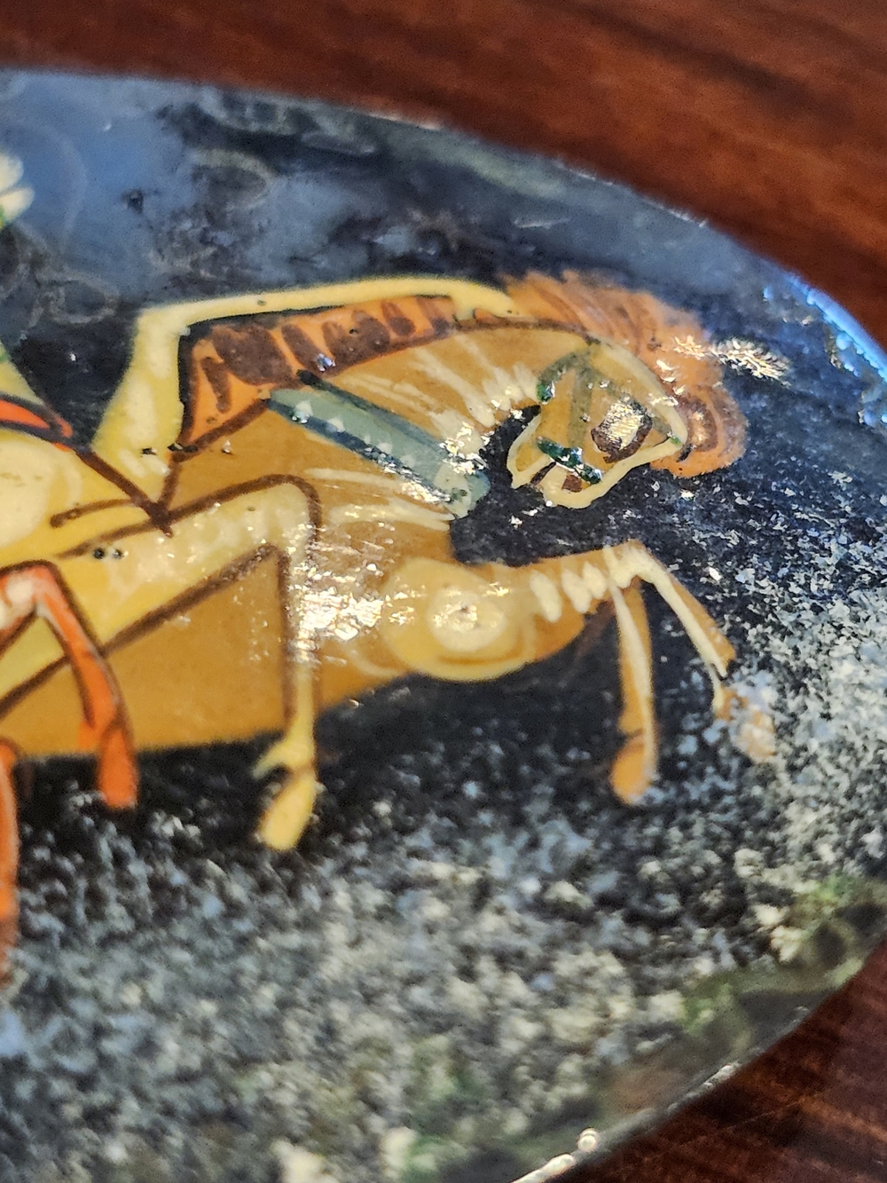 *Vintage Hand-Painted Russian Lacquer Miniature Brooch / Folk Art Equestrian Pin - Picture 4 of 7